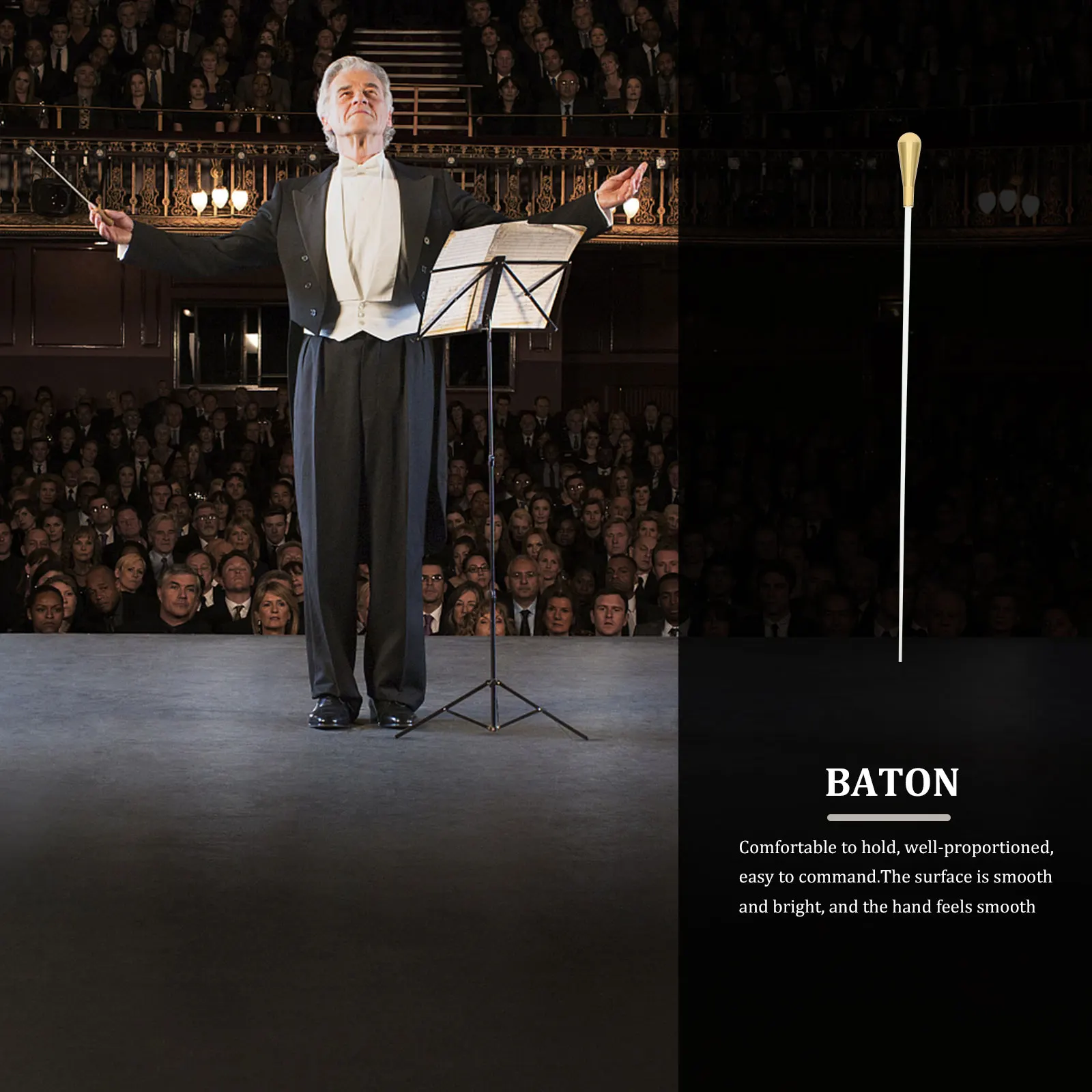 

Aluminum Resin Music Baton for Conductor Straight Even Design Professional Suitable Concerts Art Dances
