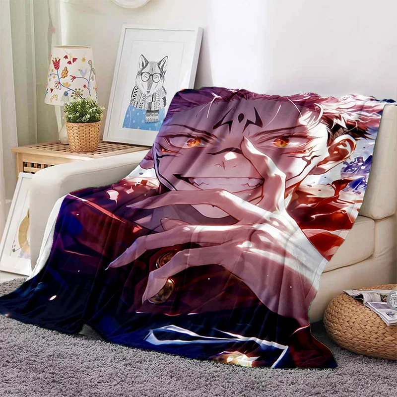 

3D Cartoon Jujutsu Kaisen Anime Itadori Yuj Blanket,Soft Throw Blanket for Home Bedroom Bed Sofa Travel Picnic Office Cover Kids