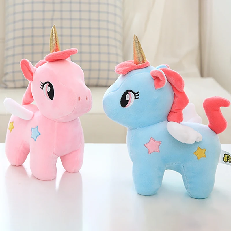 30cm Soft Unicorn Plush Toy Animal Stuffed Pillow Pegasus Pink Blue Doll Birthday Gift for Girls Children Kawaii Golden Unicorn