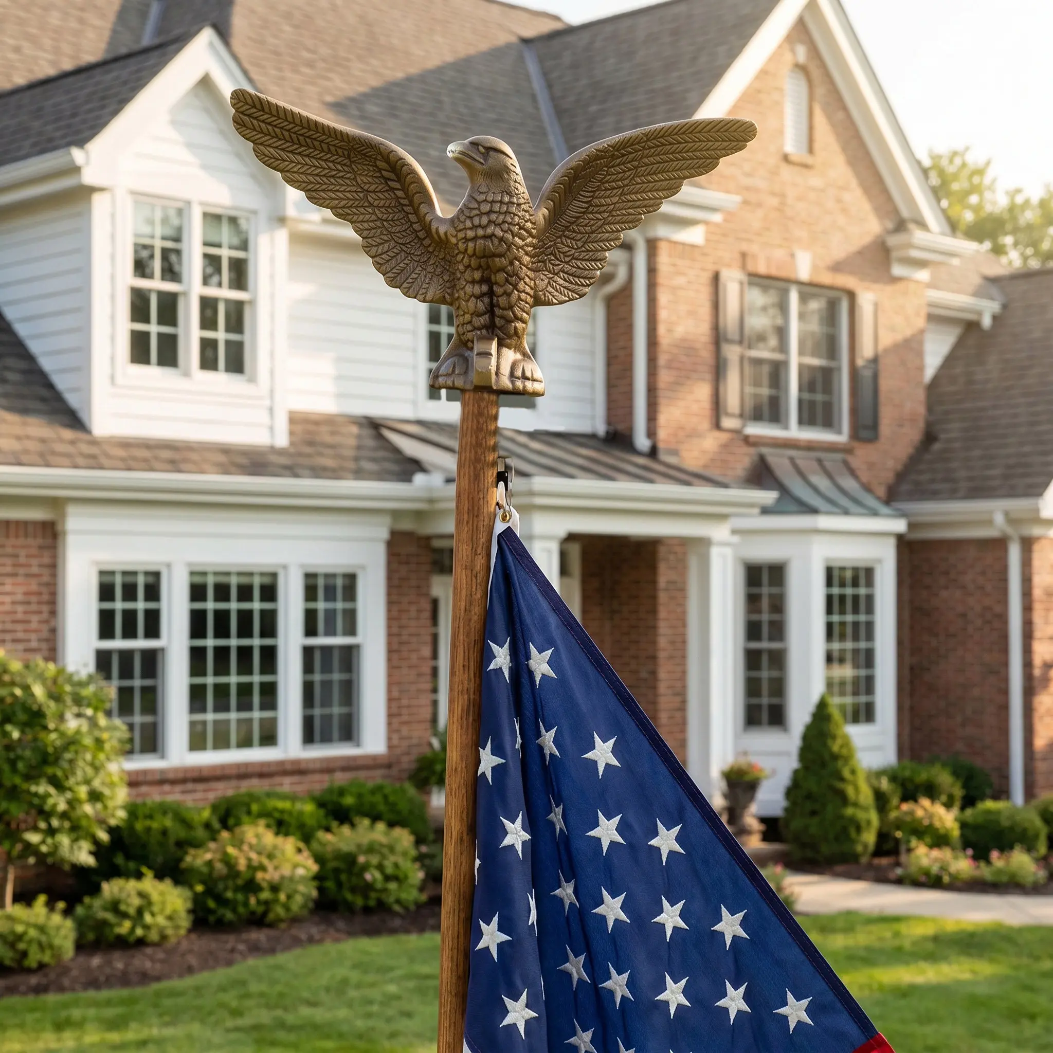 5Pcs Eagle Head Flagpole Topper Plastic Finial Weatherproof Outdoor Garden Flagpole Ornament Patriotic Decor Replacement
