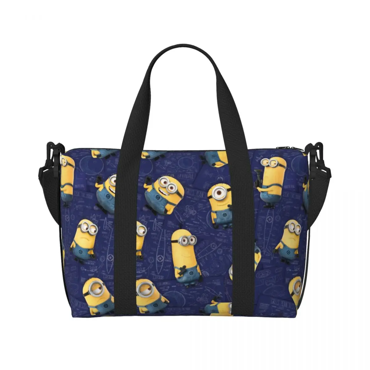 Custom M-Minions Emotions Beach Tote Bag for Women M-Minions Large Compartment Gym Beach Travel Bags