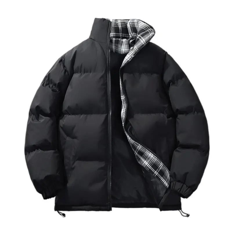 

Мужская зимняя куртка с воротником-стойкой из хлопка и полиэстера, модная, в клетку, универсальная, теплая, защищающая от холода