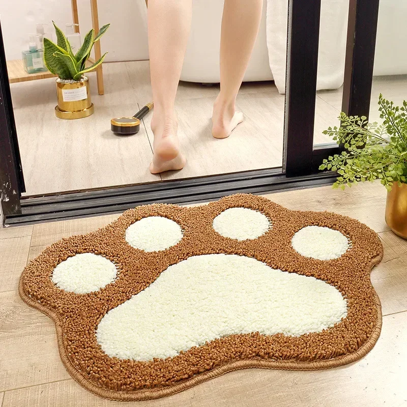 Cartoon Foot Shape Bath Mat Bathroom Door Absorbent Foot Mat Anti-slip Microfiber Bathroom Rug Machine Washable Bath Carpet