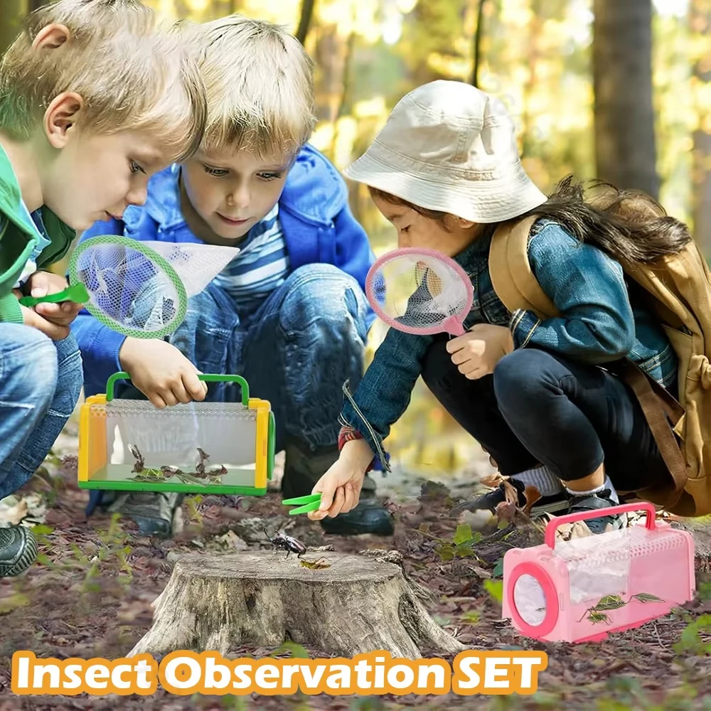 

Детская уличная коробка для наблюдения за насекомыми, клетка-коллекционер, набор приключений, детский сад, кемпинг, исследование, набор игрушек для захвата, стекло