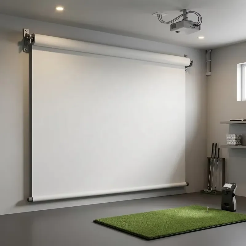 Electric Indoor Retractable Golf Impact Screen Motorized Roll Down Golf Projector Screen