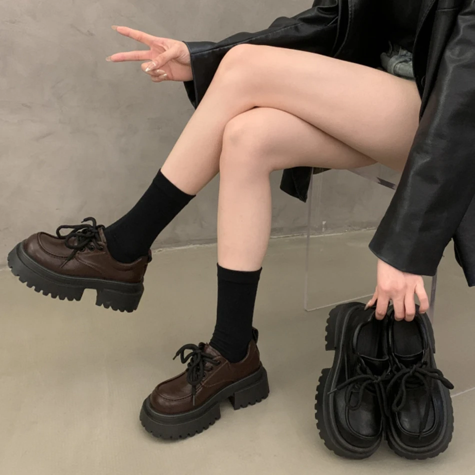 

Женская обувь из мягкой кожи на толстой подошве, осень-зима 2021, новый стиль, маленькие кожаные туфли, лоферы в британском стиле в стиле ретро, одиночные туфли