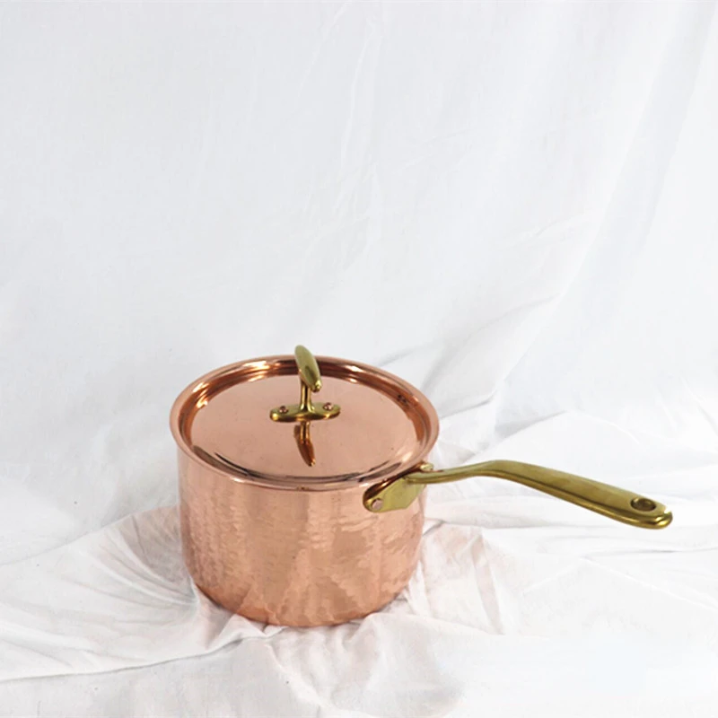 Pure Red Copper Small Milk Boiling Pot with Lid Small Copper Pot Red Copper Small Saucepan Boiled Sugar Butter Dessert