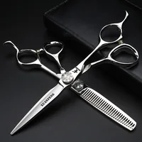 Tijeras para el cabello con tornillo con patrón Taiji, tijeras de peluquero japonesas 440C de 6 pulgadas, tijeras de corte y adelgazamiento