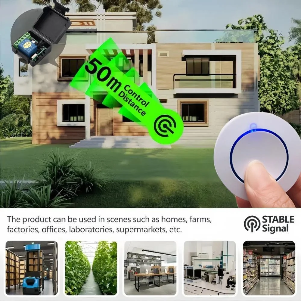 433 Mhz Universal Wireless Fernbedienung Schalter DC 12 V 10A Relais Mini Runde RF Sender für Licht/Garage tür/Elektronische Schloss