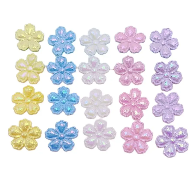100 Stücke 1,35 CM PU Kleine Blume Gepolsterte Applikationen Für DIY Kinder Haarspange Zubehör Kleidungsstück Dekor Patches – Detail 1
