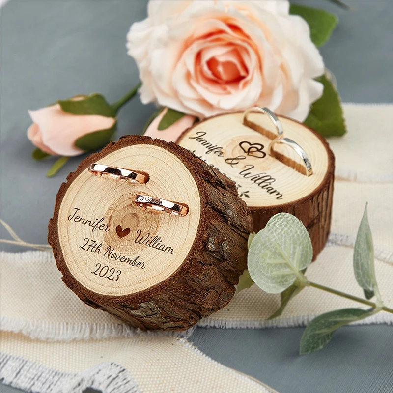 

Personalized Wooden Ring Box Engraved Wedding Vows Proposal Custom Ring Box for Wedding Ceremony Engagement Anniversary Gift