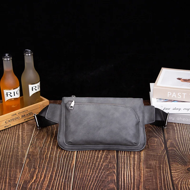 

PU leather simple men's waist bag, single-shoulder chest bag, casual multi-functional cashier, mobile phone storage, women's bag