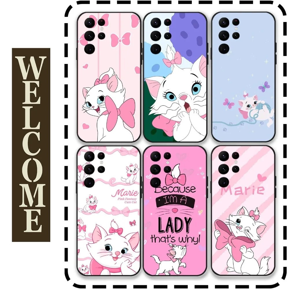 

Marie Cat Cute Phone Case for Samsung Galaxy S24 Ultra S22 S23 Ultra S21 S20 5G Protective Silicone TPU Funda