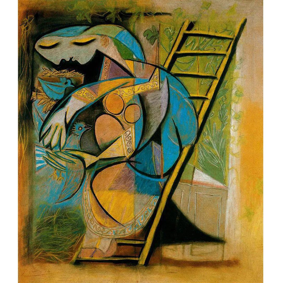 Pablo Picasso artworks,Farmer's wife on a stepladder,Hand painted abstract oil painting,Art painting on canvas,Modern wall  art