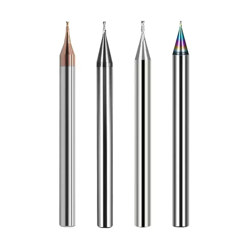 

Карбидная микроконцевая фреза Chowmaster DLC, 2 канавки, плоская мини-фреза диаметром 0,1-0,9 мм для алюминиевых инструментов с ЧПУ