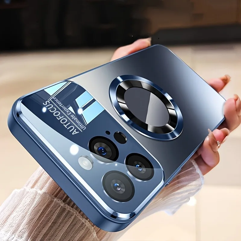 حافظة هاتف شحن لاسلكية مغناطيسية فاخرة نافذة زجاجية مع آيفون 12/ 13/ 14/ 15/ 16/ 17/ Pro Max/ Plus #1