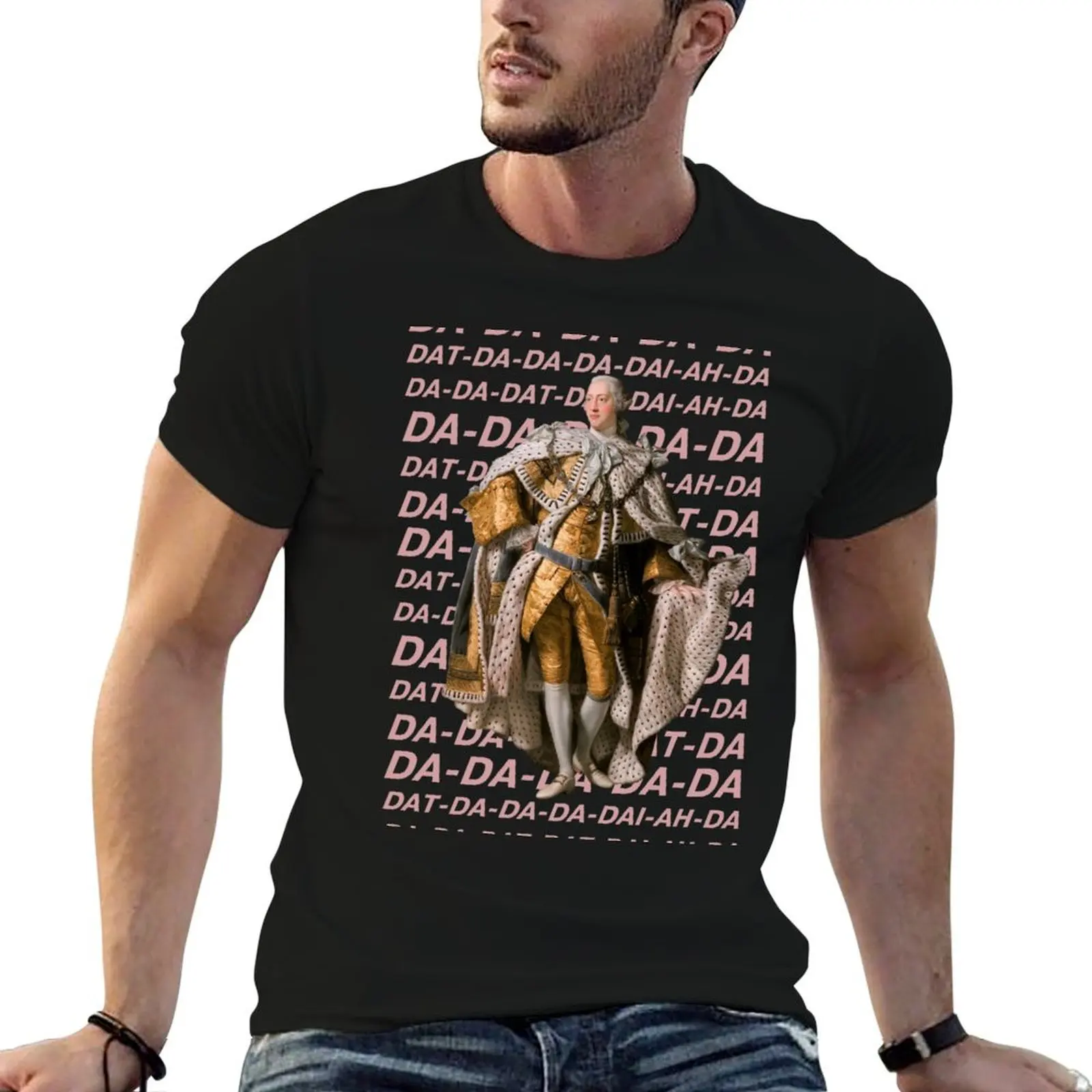 Hamilton: King George III DA DA DA (pink text) T-Shirt Functional Casual Short Sleeve Tee