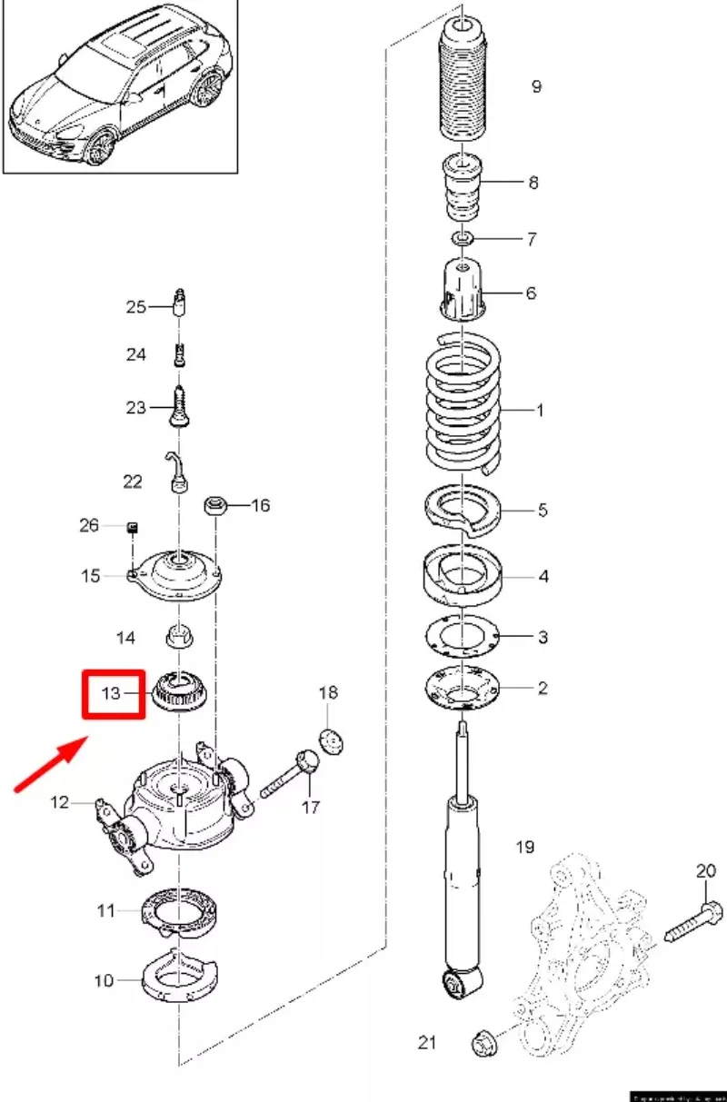 95833332701 shock absorber mount For PORSCHE CAYENNE 92A 95833332701