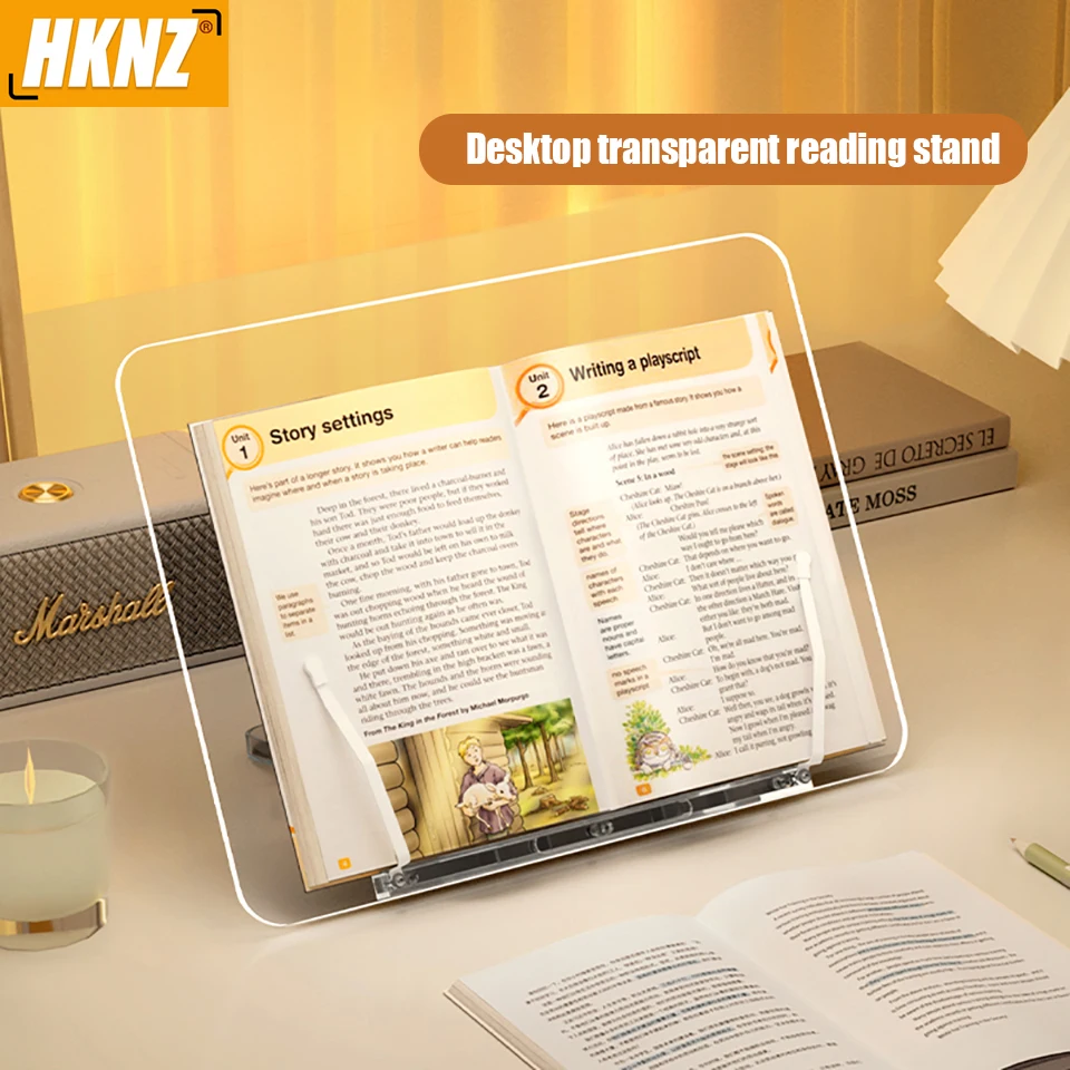 

HKNZ Transparent Acrylic Reading Book Stand for iPad Tablet Laptop Holder Adjustable Bracket Desktop Book Support Rack Holders