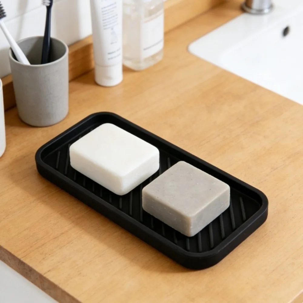 Durable Silicone Sink Protector Mat Non-Slip Countertop Organizer Storage Tray Striped Texture Draining Mat Faucet Area
