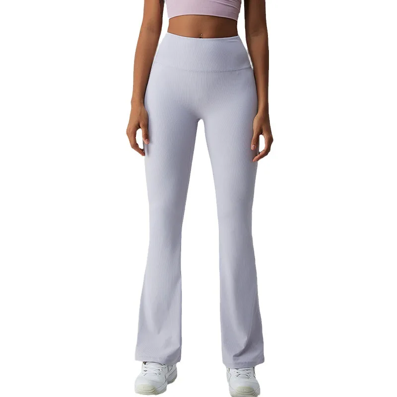 YJ-New Thread High Waist Yoga Bell-Bottom Pants Female NoneTLine Belly Contracting Quick-Drying Sports Running Fitness Pants