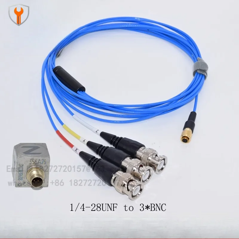 Triaxial Acceleration Sensor Cable PCB356A Series Sensing Triaxial Cable 1/4-28 UNF to BNC