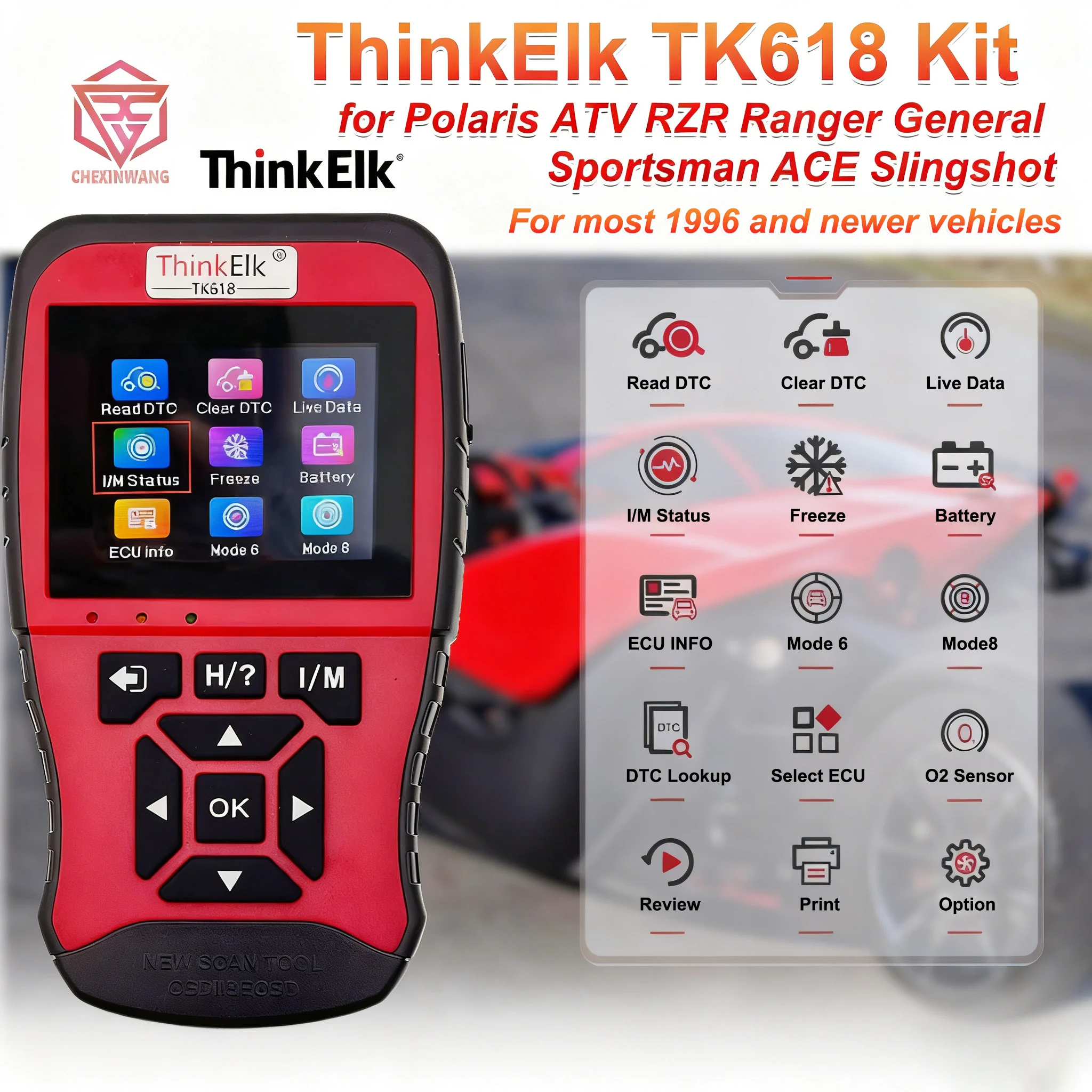 

ThinElk TK618 OBD2 диагностический считыватель кодов адаптер сканер для Polaris ATV RZR Ranger General Sportsman ACE Slingshot