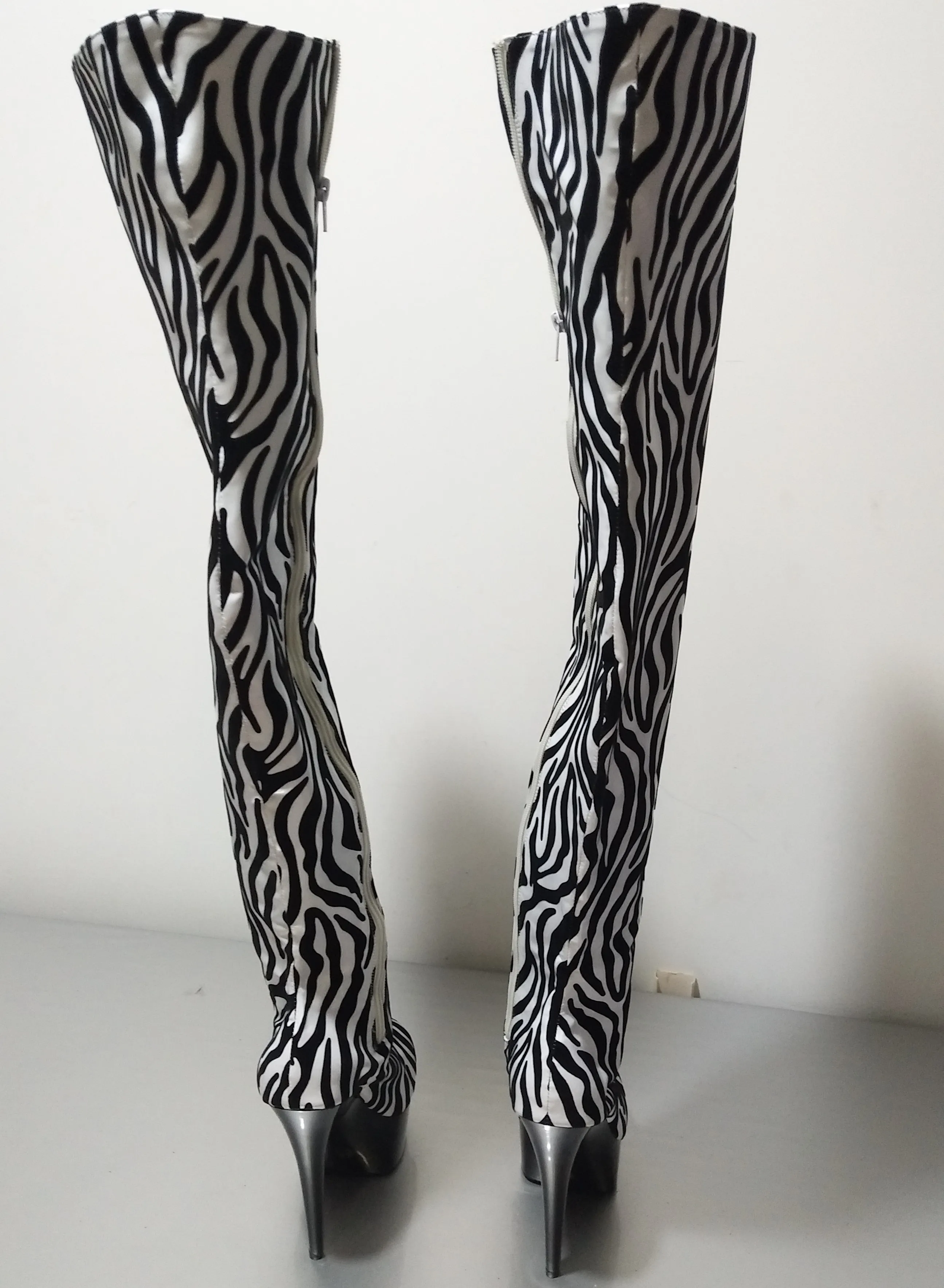 

15CM Stylish Zebra Color Material High-Heeled Shoes, Model Pole Dancing Performance Nightclub 6 Inches Sexy dance shoes