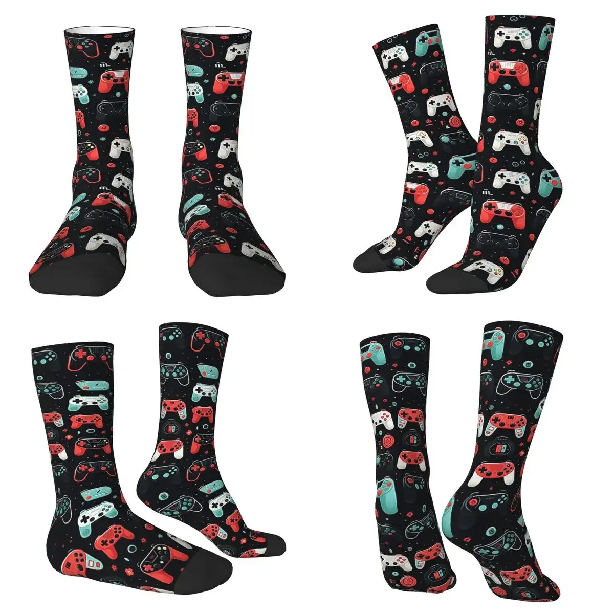 

Gaming Pattern - Game Controllers Socks Harajuku High Quality Stockings All Season Long Socks Man Woman Valentine's Day Gifts