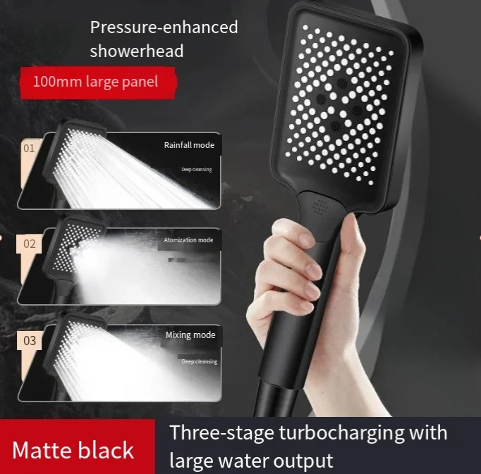 رأس دش قابل للتعديل 3 وضع دش الأمطار تدفق كبير رأس دش ارتفاع ضغط توفير المياه دش خلاط اكسسوارات الحمام #2