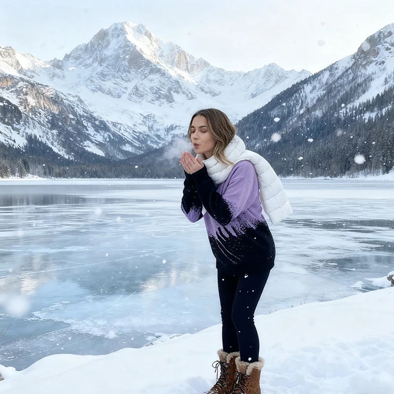 

2025Модный фиолетовый мужской и женский вязаный уличный пуловер унисекс с длинными рукавами, осенне-зимний свитер в стиле Харадзюку Harajuku Y2K