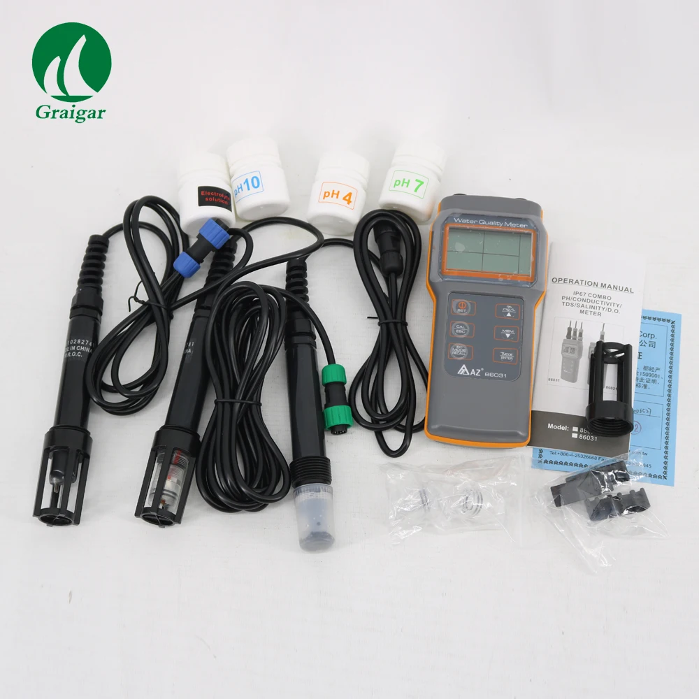 New AZ86031 Water Quality Tester COMBO PH Meter Conductivity Salinity Dissolved Oxygen Meter Water Analyzer