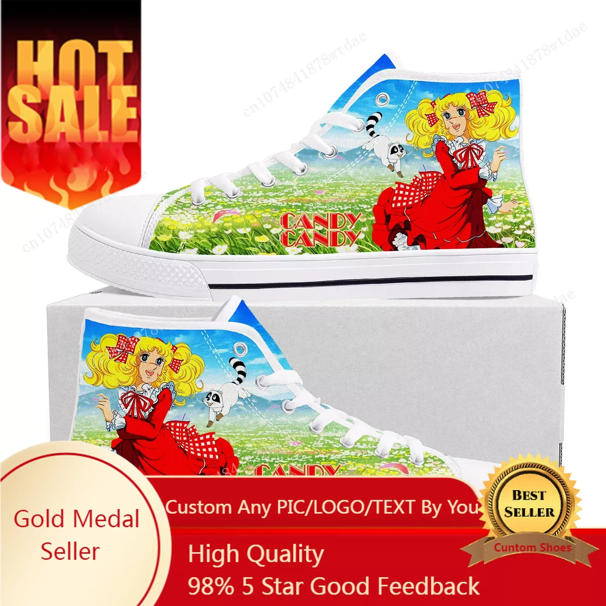 

Candy Candy High Top Sneakers Mens Womens Teenager High Quality Canvas Sneaker Comics Manga Couple Customized Shoes