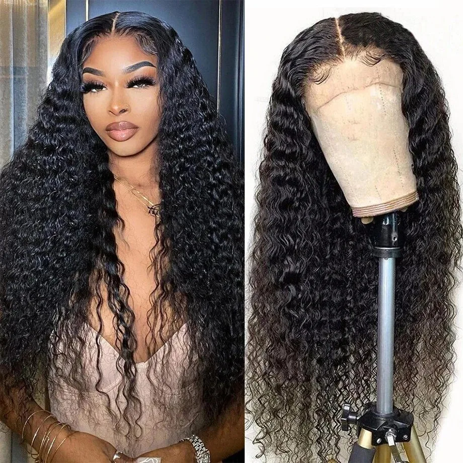 Deep Wave Frontal Wigs 13x6 HD Lace Transparent Frontal Wig 30 Inch 13X4 Deep Curly Lace Front Wig Human Hair Lace Frontal Wig