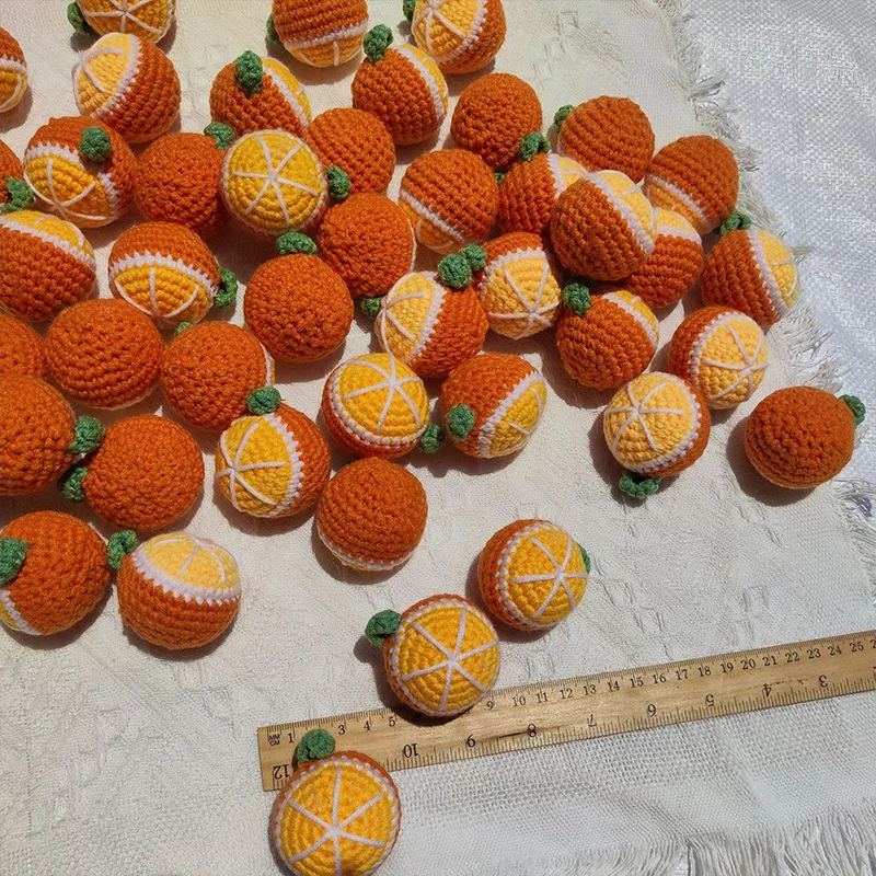 10 Pcs Handmade Crochet Wool Fruits Charms Hand-crocheted Orange Pendants For DIY Keychain Hairpin Jewelry Making Accessories