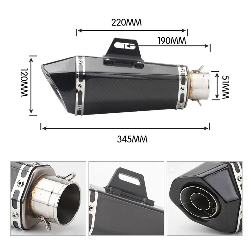 العالمي 36-51 مللي متر دراجة نارية يو العادم مع Db القاتل ملصقات الخمار ل Z900 GSXR1000 SV650 R6 R3 ZX6R ZX10 K7 MT07 #2