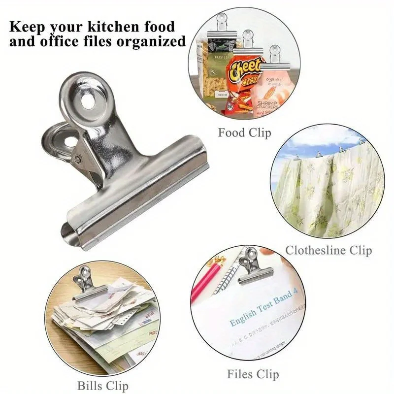 Clips à puces en acier inoxydable, 6 pièces, Clips pour sacs, Clips alimentaires, classeur de fichiers, pour photos, Photos, cuisine à domicile, fournitures scolaires et de bureau