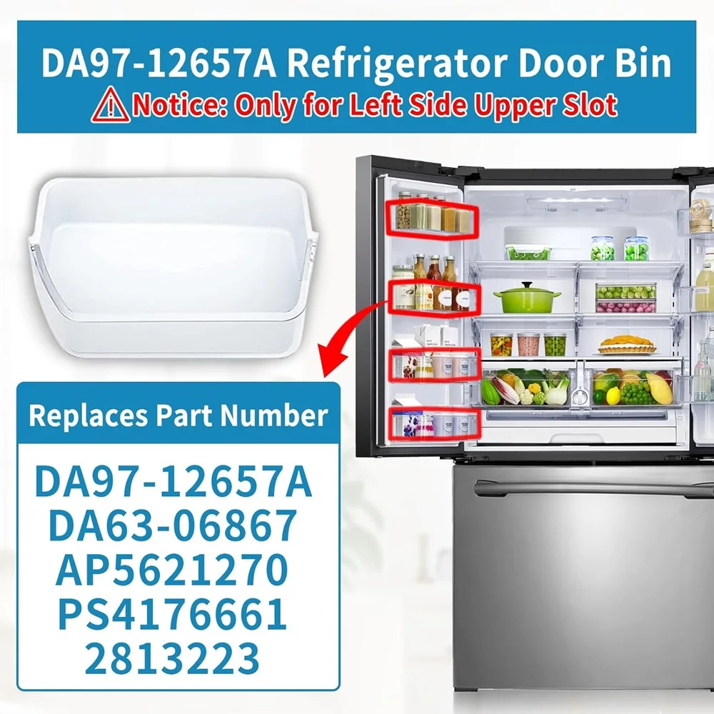 DA97-12657A Refrigerator Door Shelf Replacement (LEFT Side) for Samsung RF262BEAESR, RF261BEAESR RF260BEAESG, RF260BEAESR