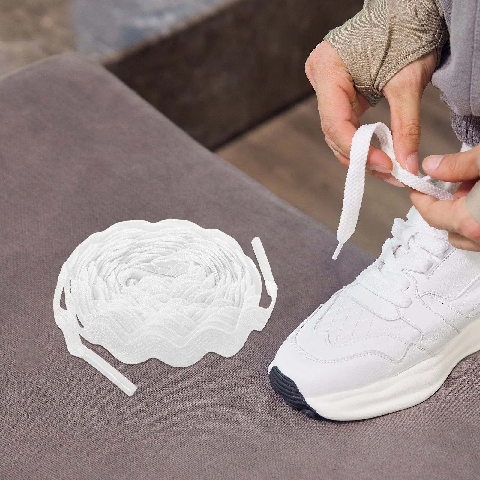 1 paire de lacets ondulés polyvalents longueur réglable conception plate pour chaussures de ville 120cm 0.5cm lacets en spirale