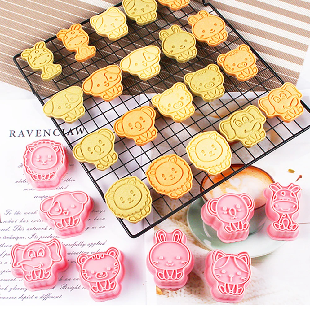 

8Pc/set Cookie Cutter Stamp Cat Shape Mold Pastry for Baking Biscuits Animal Run Kingdom Cookie Type Cake Decor Cookie Cutters