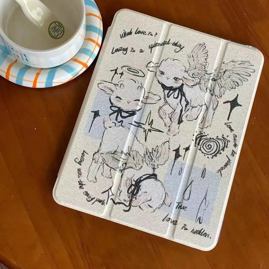 

Korean Cartoon Sheep New Tablet Case For iPad Pro 11 12.9in 13 M4/5 9.7 10.2in 5/6th 7/8/9 10 11 12th MINI 6 7 Air 5 6 7 Case