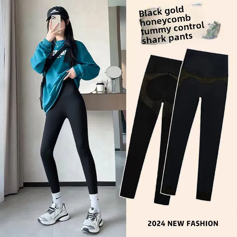 High Waisted Seamless Yoga Leggings for Women Sports Fitness Gym Pants Elastic Shark Design Summer Cycling Workout Wear