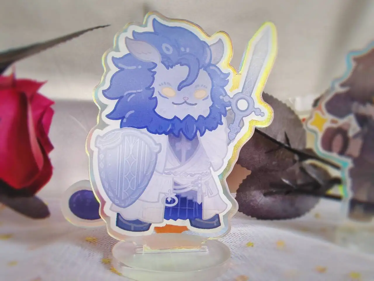 Cartoon Game Hrothgar Cosplay Cute Lionet Wagging Tail Q Version Acrylic Stand Model Plate Anime Tabletop Decor