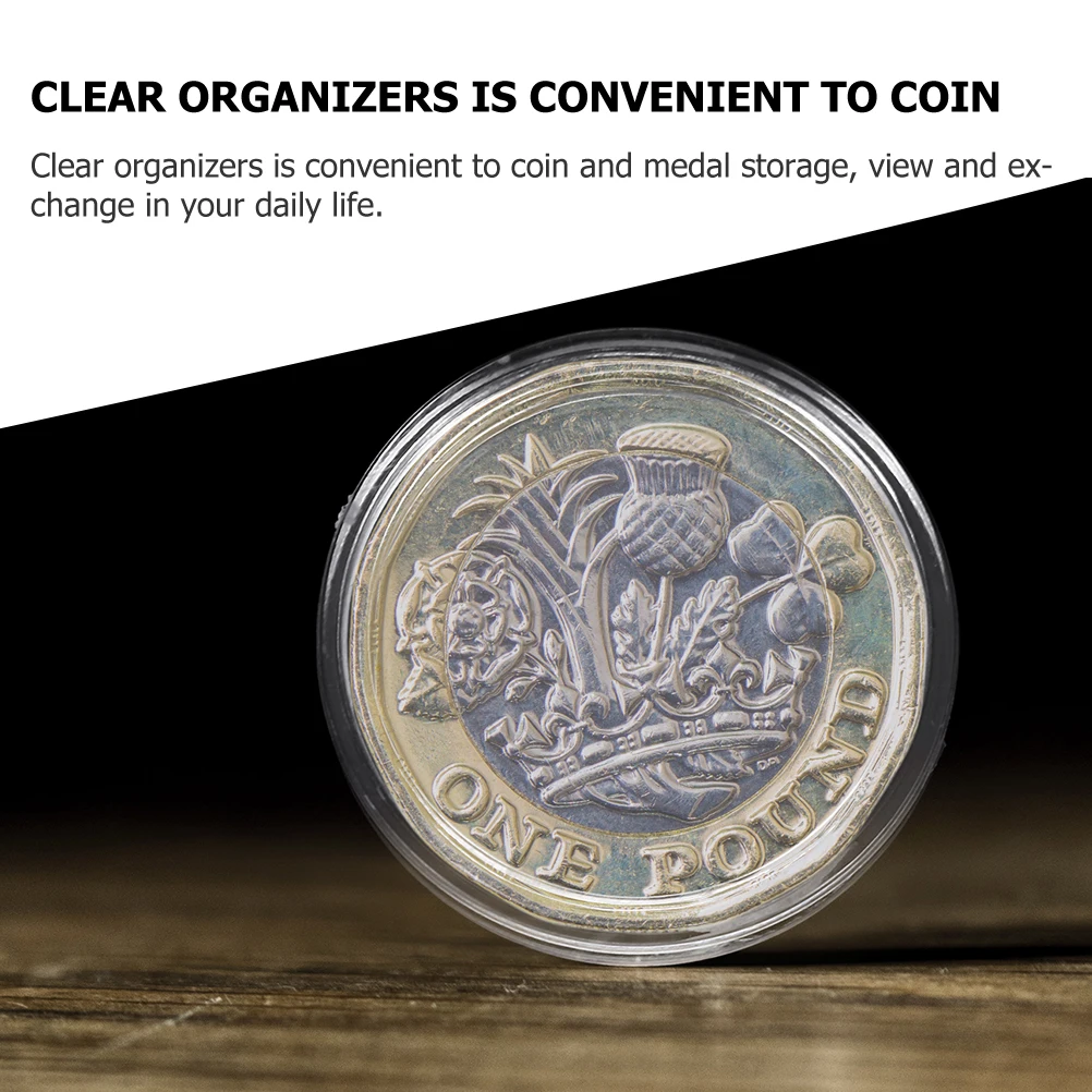 

50pcs Coin Box Plastic Collection Storage Accessory Case Holders for Coins Capsules Transparent Organizer Professional