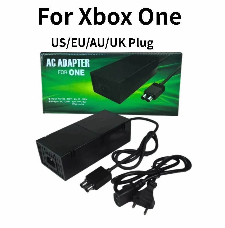 For Xbox One Charger  Console Power Supply US/EU/AU/UK Plug  AC Adapter with Power Cord 12V 110V-220V AC Replacement Charger