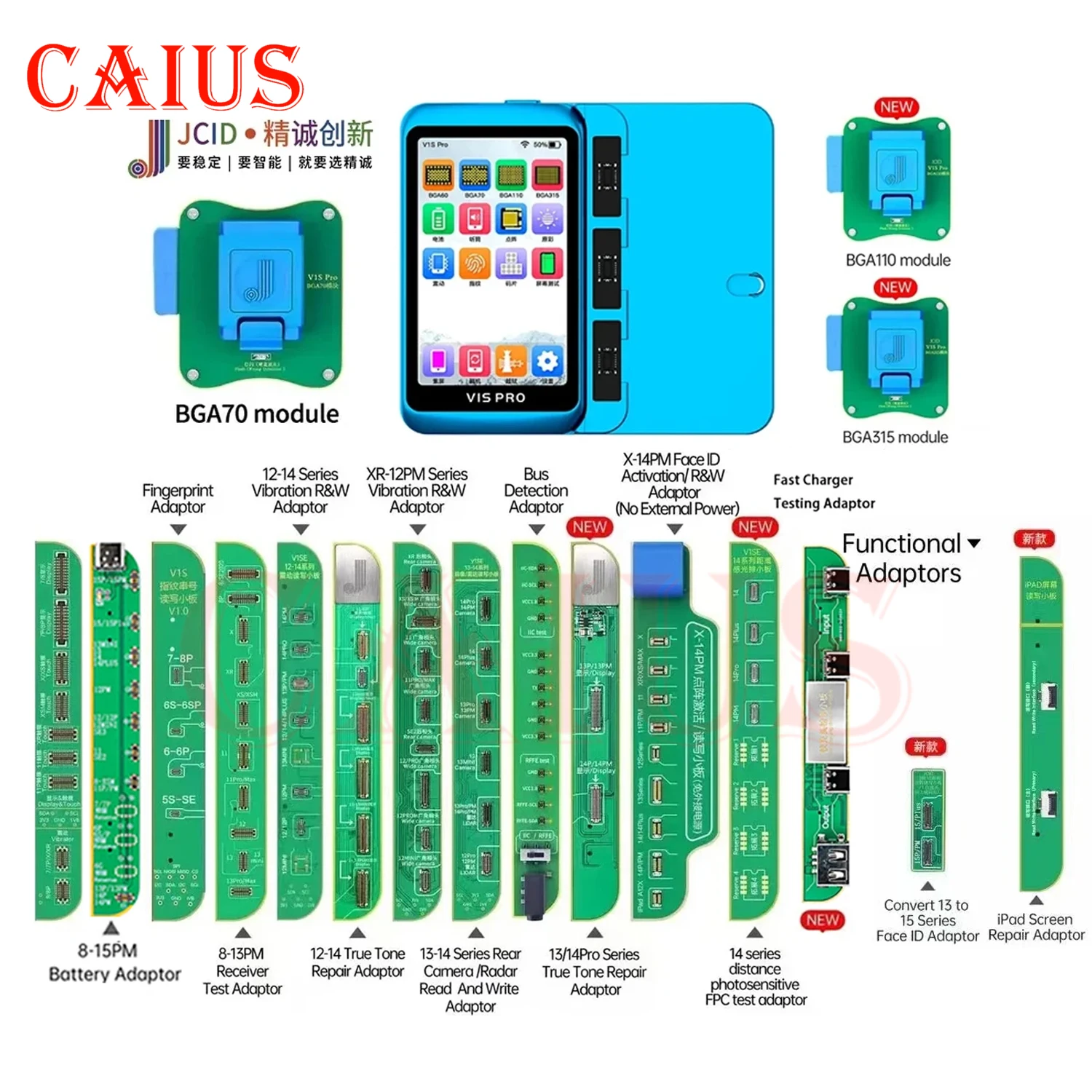 JC V1S PRO Programmer Compatible with old modules of PRO1000S V1SE for iPhone Screen True Tone Face ID Battery Vibration Repair