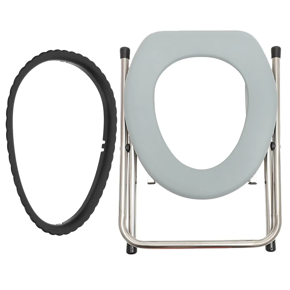 

2Pcs Foldable Toilet Stool Portable Squatting Commode Elderly Stainless Steel Gray Non Slip Easy Carry Outdoor Health Care