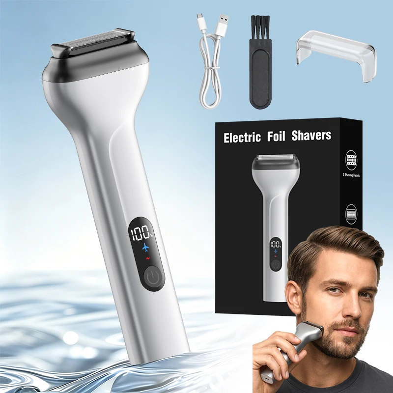 Men's Reciprocating Electric Shaver IPX7 Waterproof Wet & Dry LED Display for Coarse Beard