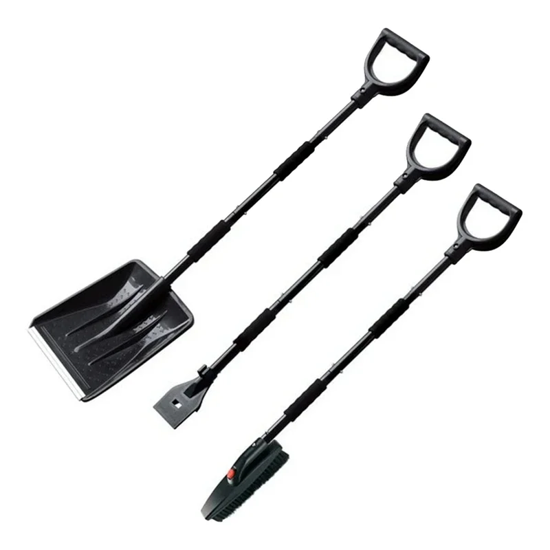 3-In-1 Snow Shovel Set Collapsible Snow Brush Scraper Winter Snow Removal Kit Car Ice Scraper Windshield Scraper