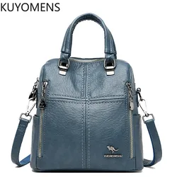 Hot Sale High Quality Leather Backpack Women Shoulder Bags Multifunction Travel Backpack School Bags for Girls Bagpack Mochila